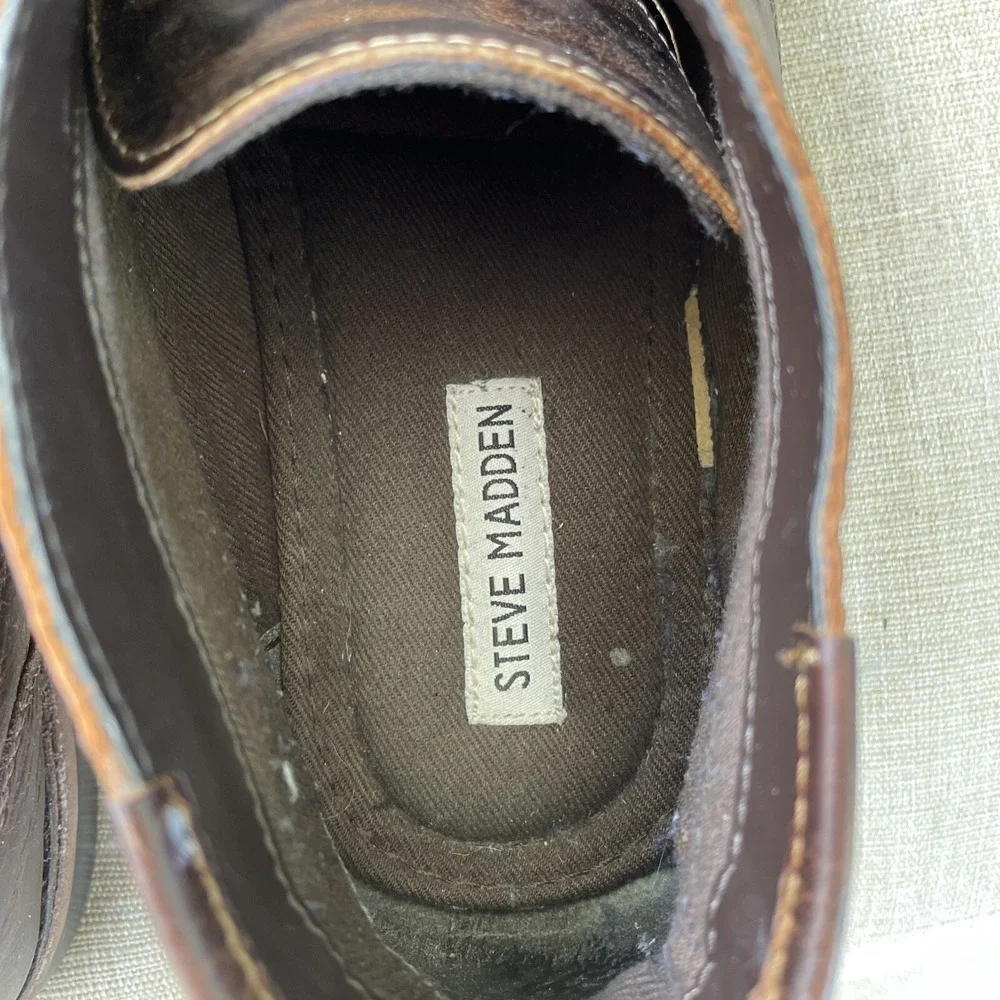 Steve Madden P-Ivon 982 Brown Leather Lace Up Chukka Men Ankle Boots Size 10